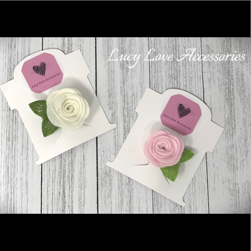 Handmade pink and off white rose hair clips!